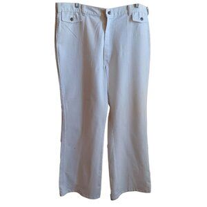 36x30 True Vintage 1970's Disco Jeans Flare Leg Tobias Cream/White Distressed